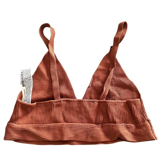 ZARA Ribbed Knit Bralette Rust Small - Picture 3 of 5